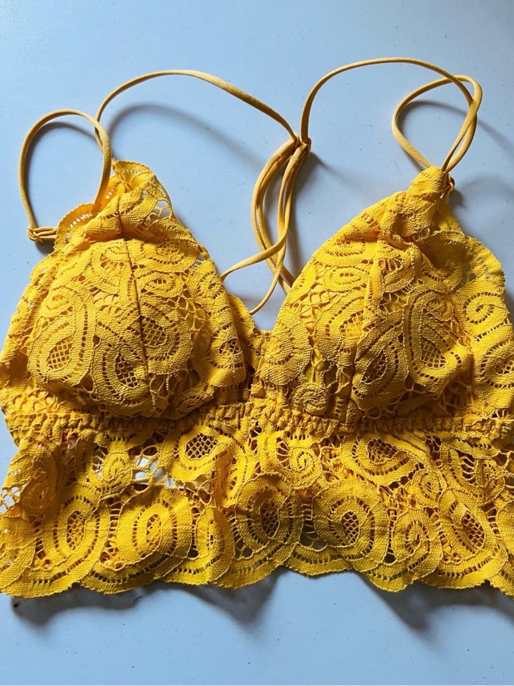Pink Victoria’s Secret Yellow Lace Bralette Top - Picture 1 of 4